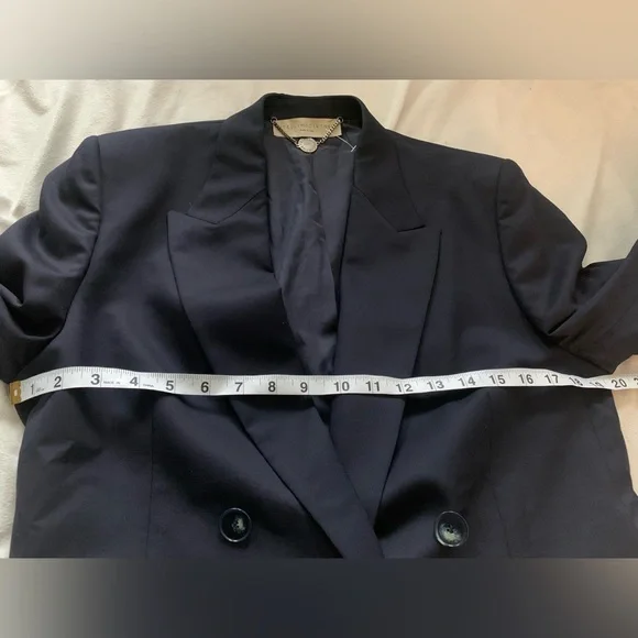 Stella McCartney Colorblock Double-Breasted Blazer Navy/Gray Size IT 42 US 6-8